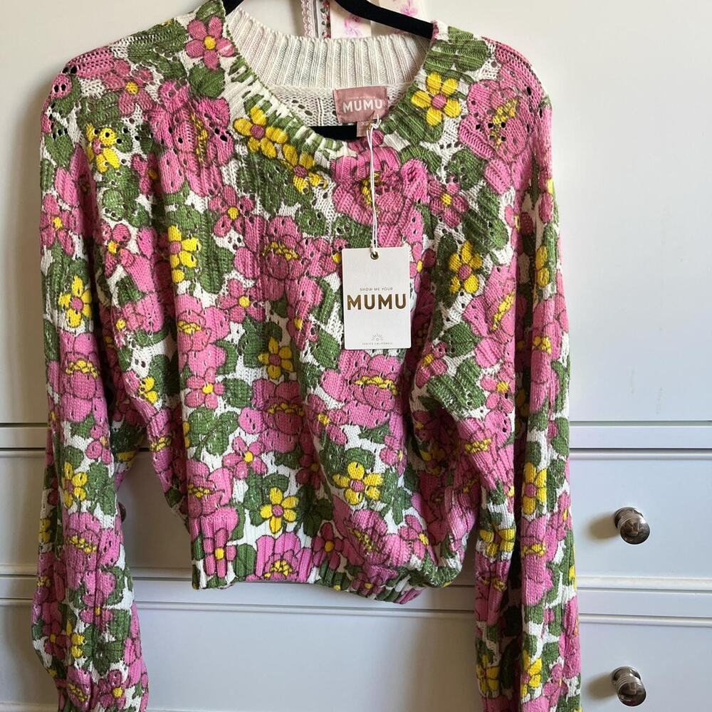 Pastel pink floral sweater cottagecore